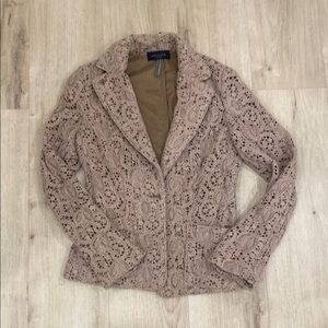 Piazza Sempione Tan Wool Lace Blazer Jacket 42 6 Italy